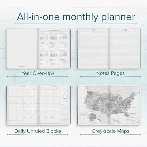 Harbor Large Weekly Monthly Planner 2025-2026 - Calendar Planner and Notebook, Durable Faux Leather, 192 Pages, Softcover & Book Bound - Cambridge Red - 9.75 x 7.5 "