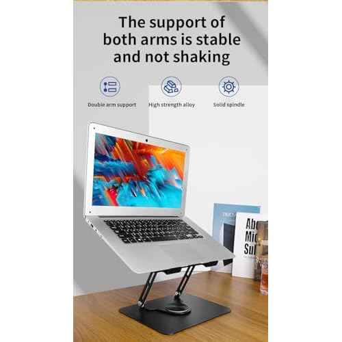 Adjustable Laptop Stand with 360 Rotating Base Portable Foldable Laptop Holder for Desk Carbon Steel Material Notebook Stand Compatible with MacBook Air Pro,and All Laptops(10-17.3¡®¡¯) -Black