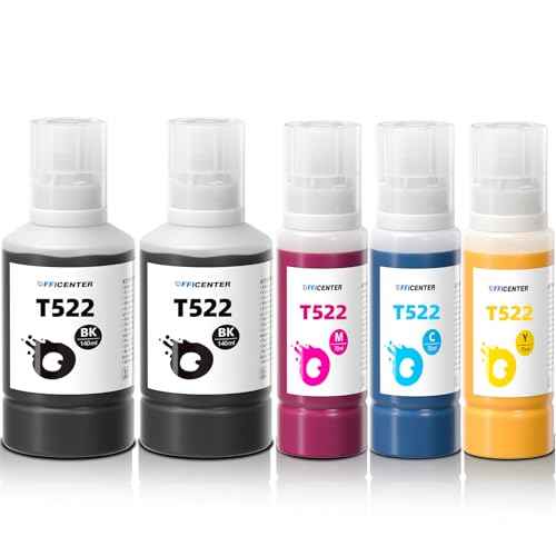 T522 522 Ink Refill Bottles for Ecotank ET-2760 ET-4760 ET-2750 ET-2720 ET-3760 ET-2850 ET-15000 ET-2800 ET-4700 ST-4000 ST-2000 ET-3710 ET4810 ET-3850 ET-3750 ET-2803 Printer (2BK C M Y)