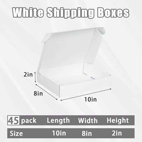FORBFAN 10x8x2 White Shipping Boxes 40 Pack, Mailing Boxes for Small Business, Corrugated Cardboard Literature Mailers
