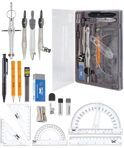 Mr. Pen Classic Slate Geometry Set with 6-Inch Swing Arm Protractor, 15 Pieces