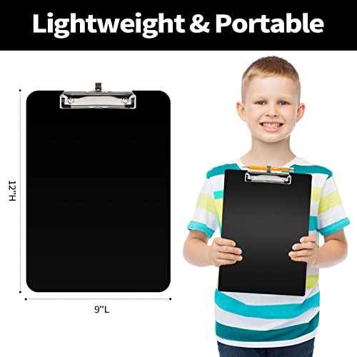 Sooez Plastic Clipboard with Pen Holder, [10% Thicker] Clip Boards 8.5x11 with Low Profile Clip, Cute Hanging Clipboard, Standard Letter Size A4 for Women Kid Teacher, Office & School Supplies, Black