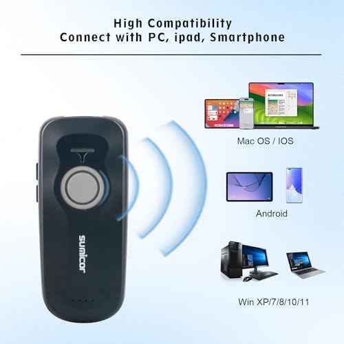 Sumicor Portable 2D Bluetooth Barcode Scanner, 1500mAh Rechargeable Battery with Level Indicator £¦ Volume Keys, 3-in-1 Bluetooth & USB Wired & 2.4G Wireless Mini QR Barcode Scanner