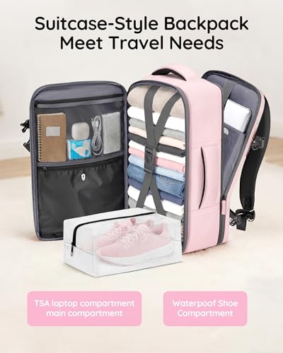Amourpink Travel Backpack for Women - Personal Item Bag with Shoe Pouch, TSA Approved, Large Capacity