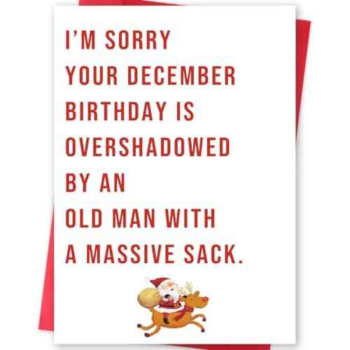 Funny December Birthday Card for Women Men, Happy Xmas Holiday Birthday for Best Friends, Hilarious Christmas Birthday Card Gifts for Him Her
