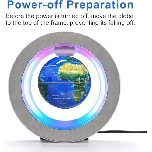 Flagest Magnetic Levitation Floating Globe - Levitating O Shape Globe with LED Lights for Education Home Office Desk Decor - Birthday Holiday Party Gift (4Inches£©