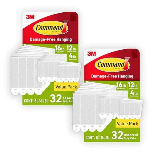 Command Picture Hanging Strips Variety Pack, Damage Free Hanging Picture Hangers, No Tools Wall Hanging Strips for Living Spaces, White, 16 Small Pairs, 32 Medium Pairs and 16 Large Pairs (128 Strips)