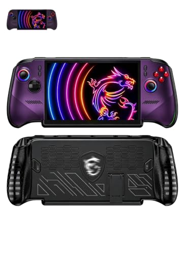 UYRUREL Black TPU Gaming Case for MSI Claw 8 EX AI+ Handheld Device with Kickstand