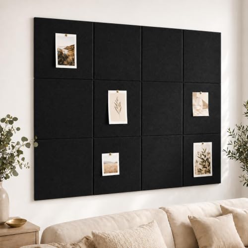 Black Felt Bulletin Board 48x36 Inches | Modular Wall Display 12 Pack