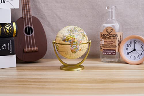 Brown Mini Antique Globe 4-inch Desktop World Globe for Education & Decor