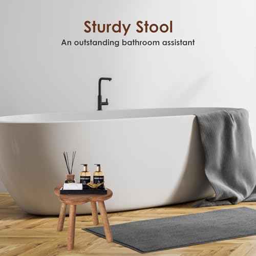 11.6inch Wooden Step Stool for Adults Small Wooden Stool Perfect Matched Sensory Table Great Assistant for Kitchen Bathroom Living Room Bedroom Garden (Full Body Natural Real Wood)