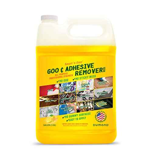 Dumond Smart 'n Easy Goo & Adhesive Remover, Surface Safe, Removes Stickers, Labels, Decals, Tape, Sticky Residue, Chewing Gum, Glue, Grease, Tar, Lemon Citrus Scent, 1 Gallon Refill
