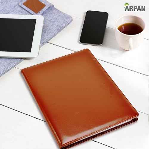 Arpan A4 Certificate Presentation Folder, Faux Leather Document Organizer, Professional Portfolio Book, Conference Display Binder (Brown, 48 Pockets 96 Sides)
