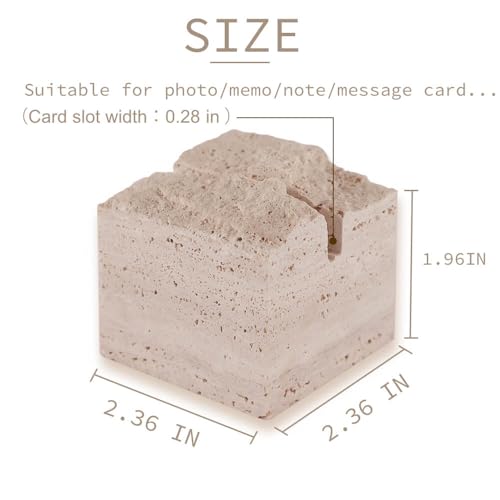 4 pcs Natural Travertine Place Card holder - Handmade Polished Wedding Table Signs, Multi-Use Memo Holder for Escort Cards, Photos & Business Cards (2.36"x2.36"x1.96")