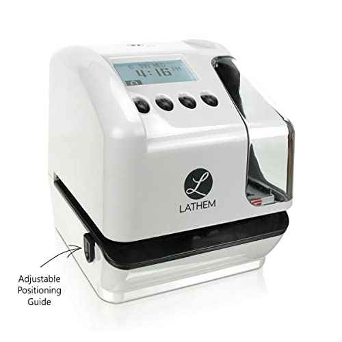 Lathem LT5000 Electronic Multi-Line Date and Numbering Document Stamp Time Clock, Clear, Gray, 7.1" x 6.1" x 7"