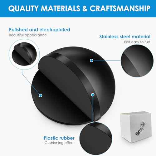 16 Pcs Self Adhesive Door Stoppers, Stainless Steel Floor Door Stop Wall Protector, Half Dome Floor Gate Stopper for Living Room, Bedroom, Bathroom, Office (Black)