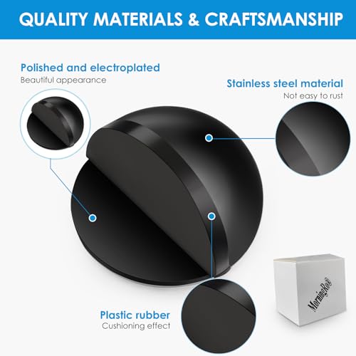 2 Pcs Self-Adhesive Floor Door Stop, Black (MorningRo) – No Drill, Semi-Circular Protectors