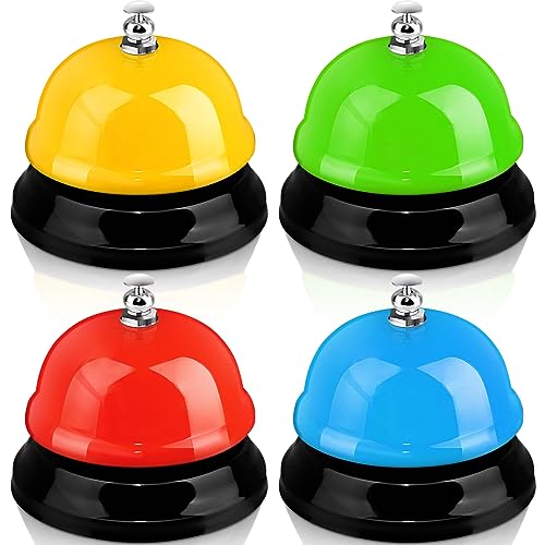 Hicarer 4 Pack Metal Desk Call Bells - 3 Inch Service Bells for Hotel Restaurant Office
