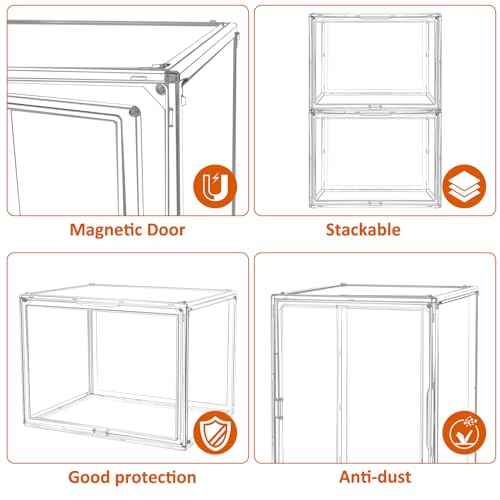 Extra Large 17.7"X13"X13" Clear Acrylic Organizer Box Display Case, Plastic Holder with Magnetic Door for Figures, Books, Handbags, Purses, Boots(1 Pack)