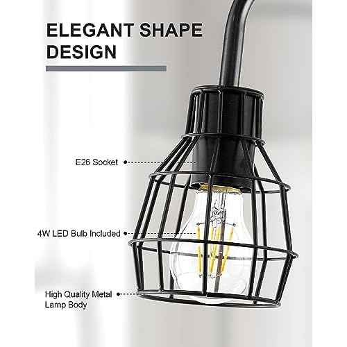 Oneach 63.75" Industrial Floor Lamp Modern Black Floor Lamp with Footswitch Metal Reading Tall Pole Light with 4W LED Bulb Standing Tall Lamp for Living Room Bedroom Office E26 Base