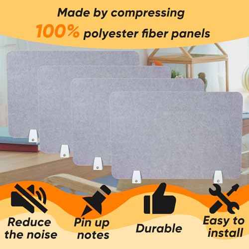 4 Pack Acoustic Desk Panel Privacy Desk Dividers 16x24 Inch Noise Reducing Desk Privacy Panel and Visual Distraction with Metal Clip for Student Offices School