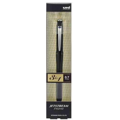 UniJet Stream Prime High Grade multi ballpoint pen 0.7mm 3 colors & Mechanical pencilx3000;0.5mm (Black Red Blue) MSXE4-5000-07 (Black)