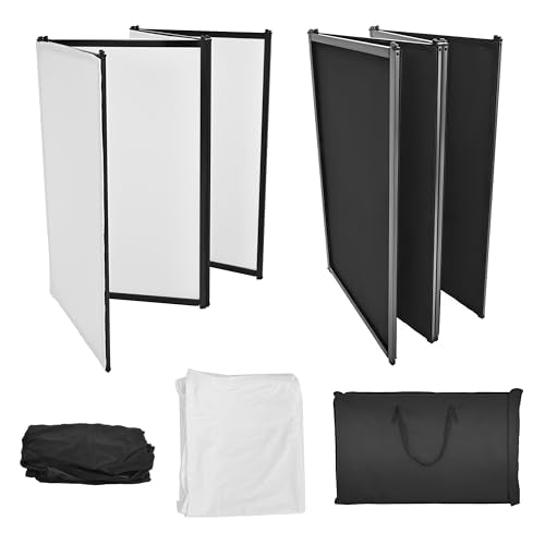 HECASA Portable DJ Facade Booth with Black & White Scrims, Steel Frame, 4 Panels