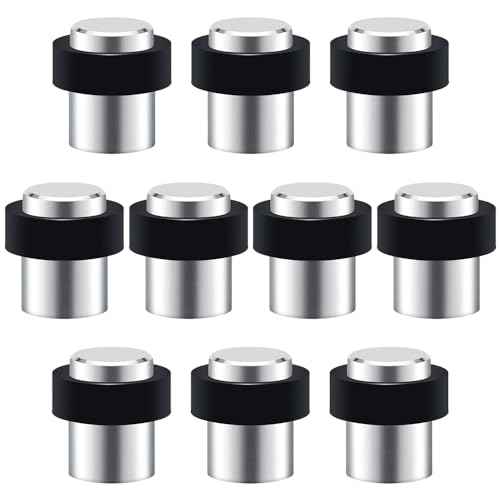10 Pack Door Stop Floor Mount Door Stopper Stainless Steel Rubber Door Stop Height 1.8" for Home Office Hotel etc