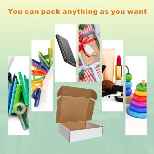 50 Pack 7x6x2'' Small Shipping Boxes, Corrugated Cardboard Mailers for Business, White (CM762)