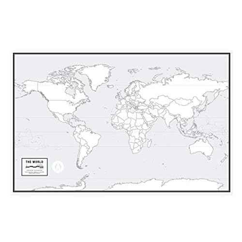 Large Blank World Outline Map Poster, Laminated, 36¡± x 24¡± | Great Blank Wall Map for Classroom or Home Study | Free Dry Erase Marker Included | Includes Detailed Laminated Answer Sheet | Learn Fast!