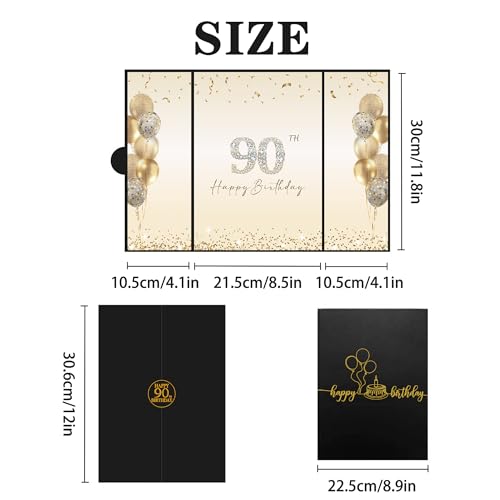 Black Gold Happy 90th Birthday Signature Guest Book (Variation: Black Gold) DARUNAXY