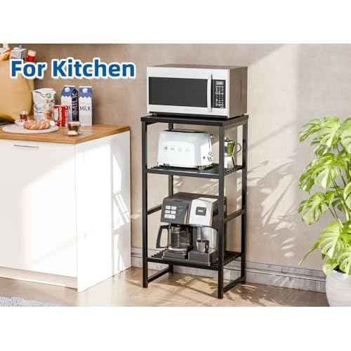Industrial Printer Stand 3 Tier, Home Printer Wood Table with Wire Storage Shelf for Scanner Fax Machine, Heavy Duty Metal, Black