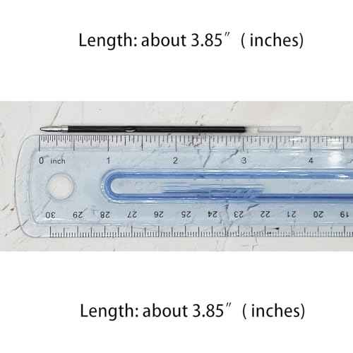 MengRan 3.85'' Ballpoint Ink Pen Refills for Click Pens, 1 mm Medium Point Tip, (Refills-Black ink-10Pcs)