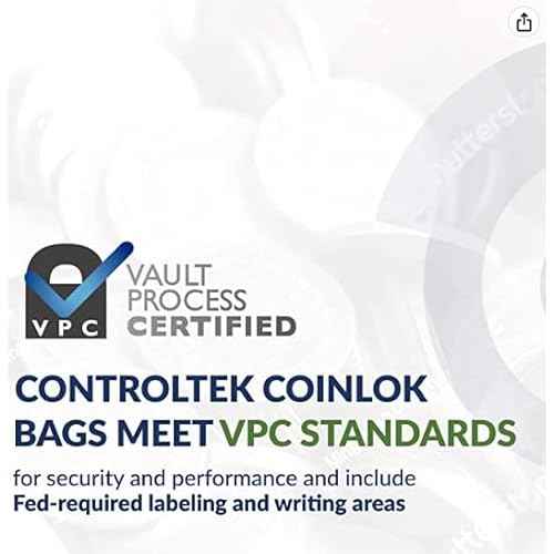 ControlTek Coin Courier 12" x 24.5", Clear, 50 Bags, Tamper-Resistant Coin Bag, Cash Register Money Bag for Bank Deposit, Security Bags Hold Up To 50lbs of Coins 585347