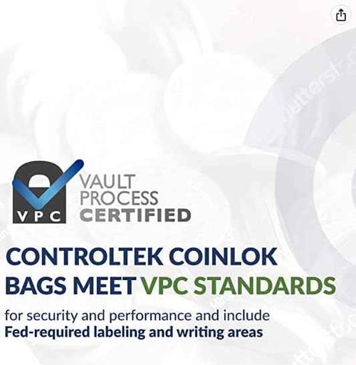 ControlTek CoinLok 12" x 24.5", Clear, 50 Bags, Tamper Resistant Coin Bag, Cash Register Money Bag for Bank Deposit, Security Bags Hold Up To 50lbs of Coins 585100