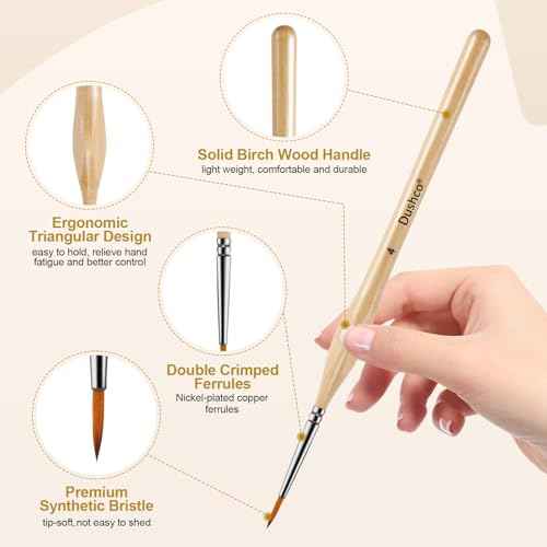 Miniature Paint Brushes, Set of 10 Pcs Paint Brushes for Acrylic Painting, Watercolor, Oil, Figurine, Craft, Models, Nail Art, Face Painting and Paint by Numbers Kit for Adults (Wood)