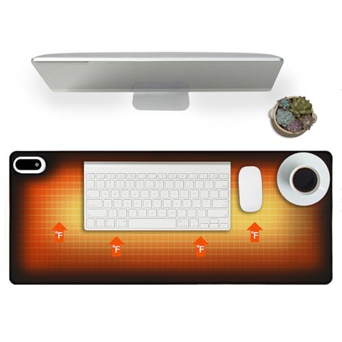 Heated Desk Pad, Heated Mouse Pad- 31.5 x 13 inch, Heated Desk Mat, Desk Warmer with 5 Heat Levels & Auto Shut-Off - Ideal for Office and Home (Black)