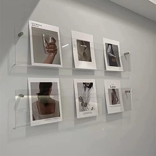 ROYALITA 2-Pack Acrylic Magazine Holders, Clear 17 Inch Wall Mount Brochure Racks