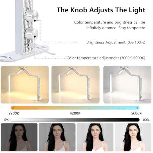 Upgraded 45W Half Moon Light for Nail Desk, 34Inch LED Nail Tech Lamp with Phone Holder, Foldable Dimmable Table Lamp for Manicure Lash Extensions Tattoo Eyebrows Crafts, Makeup Reading Lighting