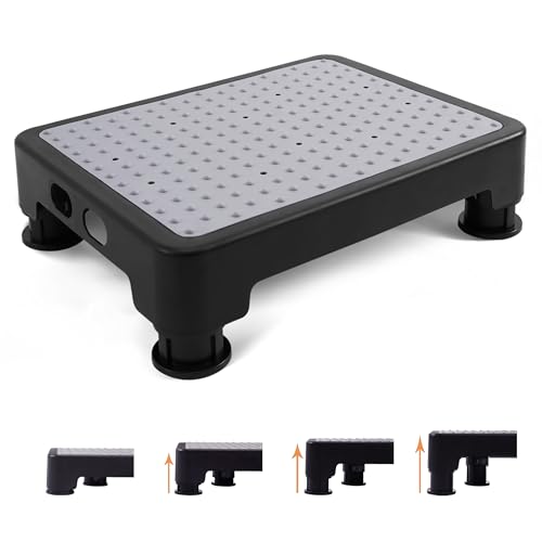 CHIKILLA Adjustable Step Stool for Adults Kids and Senior, Non-slip Step Platform Indoor and Outdoor for Pregnant Woman, Portable Stair Assist for Kitchen, Car, Bedside and Shower, Black-Gray, 3.4-5In