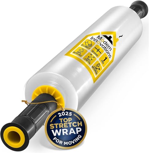 1 Pack Heavy Duty Clear Stretch Wrap Roll 15 Inch x 1000 Feet with Handles - Moving & Packing Supplies