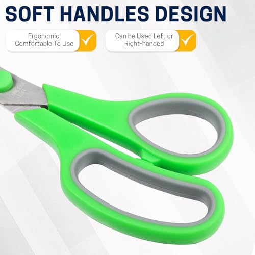 Multicolor 10 Pack 8-Inch Heavy Duty All-Purpose Scissors for Office & Craft