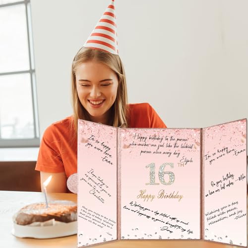 Rose Gold 16th Birthday Signature Guest Book – 12 x 18 Inch, Crenics
