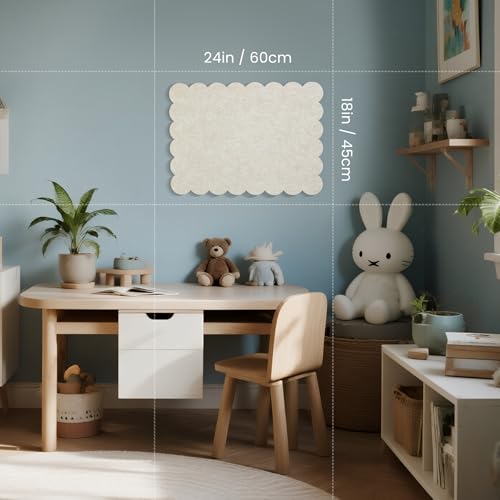 Oatmeal Scalloped Felt Bulletin Board 24x18 Inches Wall Pinboard - Lightomorrow