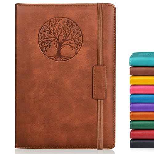 Lined Journal Notebook for Women Men,256 Pages A5 Hardcover Leather Journals for Writing,Travel,Business,Work & School,College Ruled Notebooks for Note Taking,Diary Notepad 5.7"¡¿8.3"(Brown)