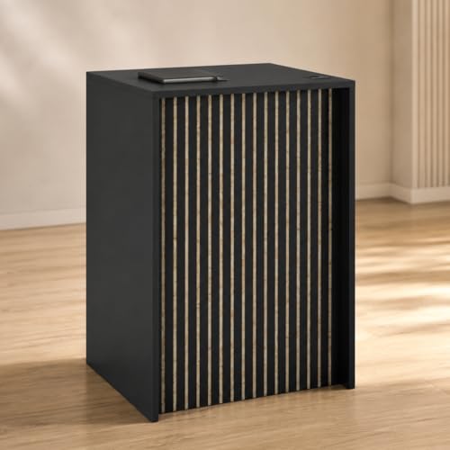 AGATEO Host Stand with Drawer – Small Black Reception Desk, 26in Checkout Counter