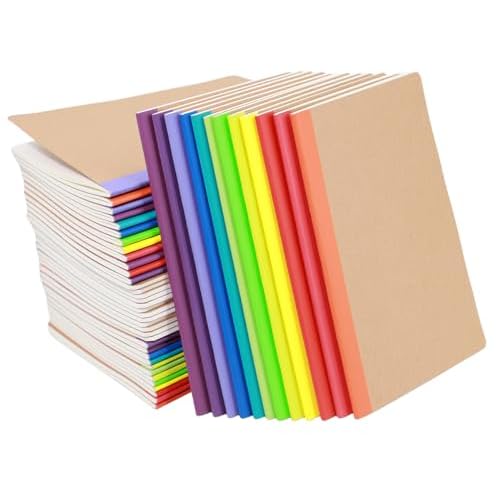 48 Pack A5 Kraf Notebooks Lined Journal Bulk Writing Diary Subject Notebooks Planner with Thick Paper, 60 Pages, 30 Sheets, 8.3x5.5 inch