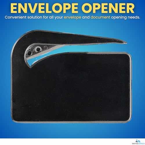 1InTheOffice Black Envelope Letter Opener - Pack of 4, Stainless Steel Blade
