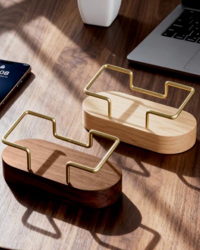 Cherry Wooden Business Card Holder for Desk Office Display Stand - CIHTL