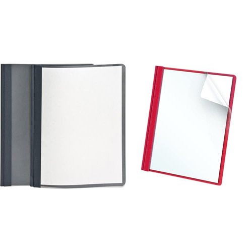 Oxford Clear Front Report Covers for Letter Size Sheets, Dark Blue and Red, 25 per Box